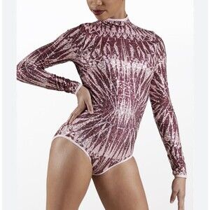Weissman Elite Competition Starburst Sequins Leotard Pink Open Back